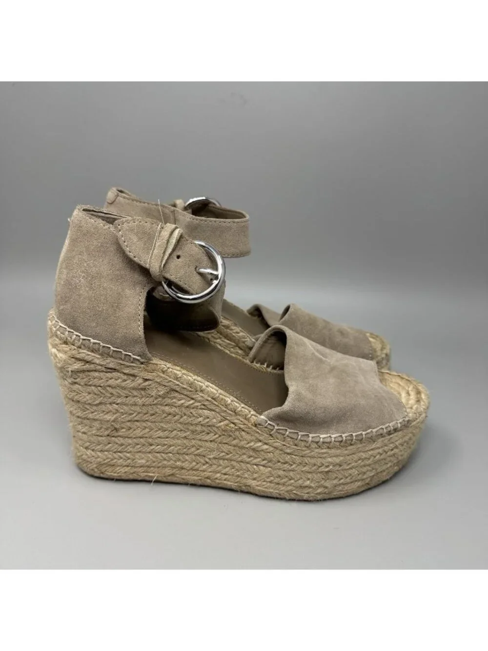 Marc Fisher Womens Lalida Espadrille Wedge Sandals Tan Suede  Size 8.5